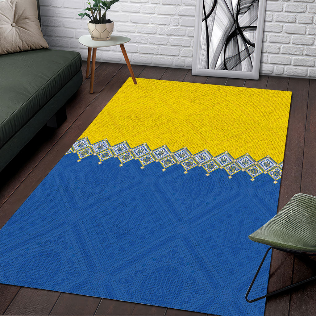 Ukraine Trident Symbol Area Rug Ukrainian Flag Inspired