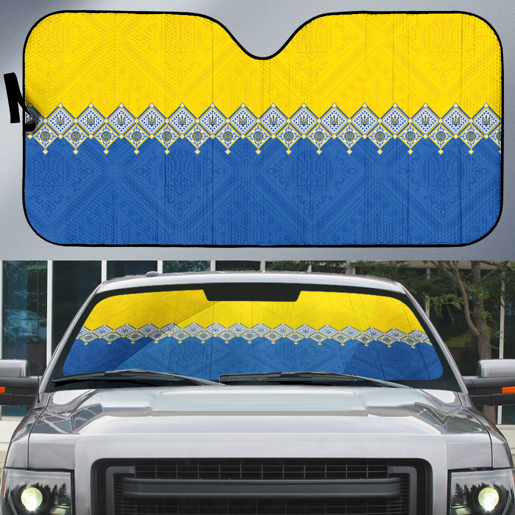 Ukraine Trident Symbol Auto Sun Shade Ukrainian Flag Inspired