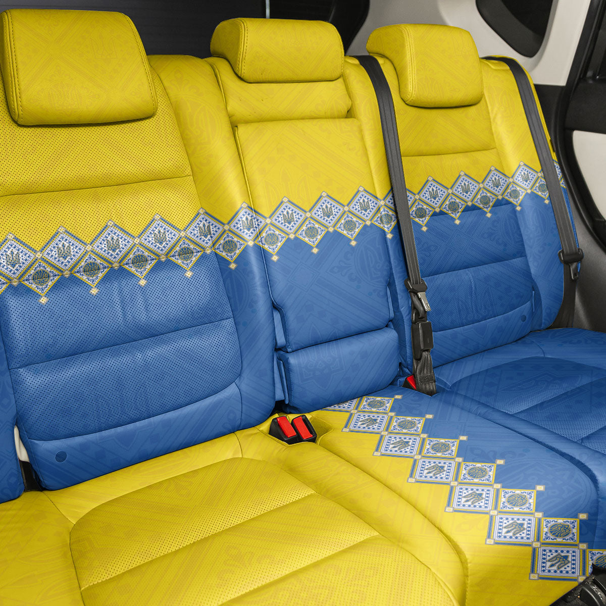 Ukraine Trident Symbol Back Car Seat Cover Ukrainian Flag Inspired
