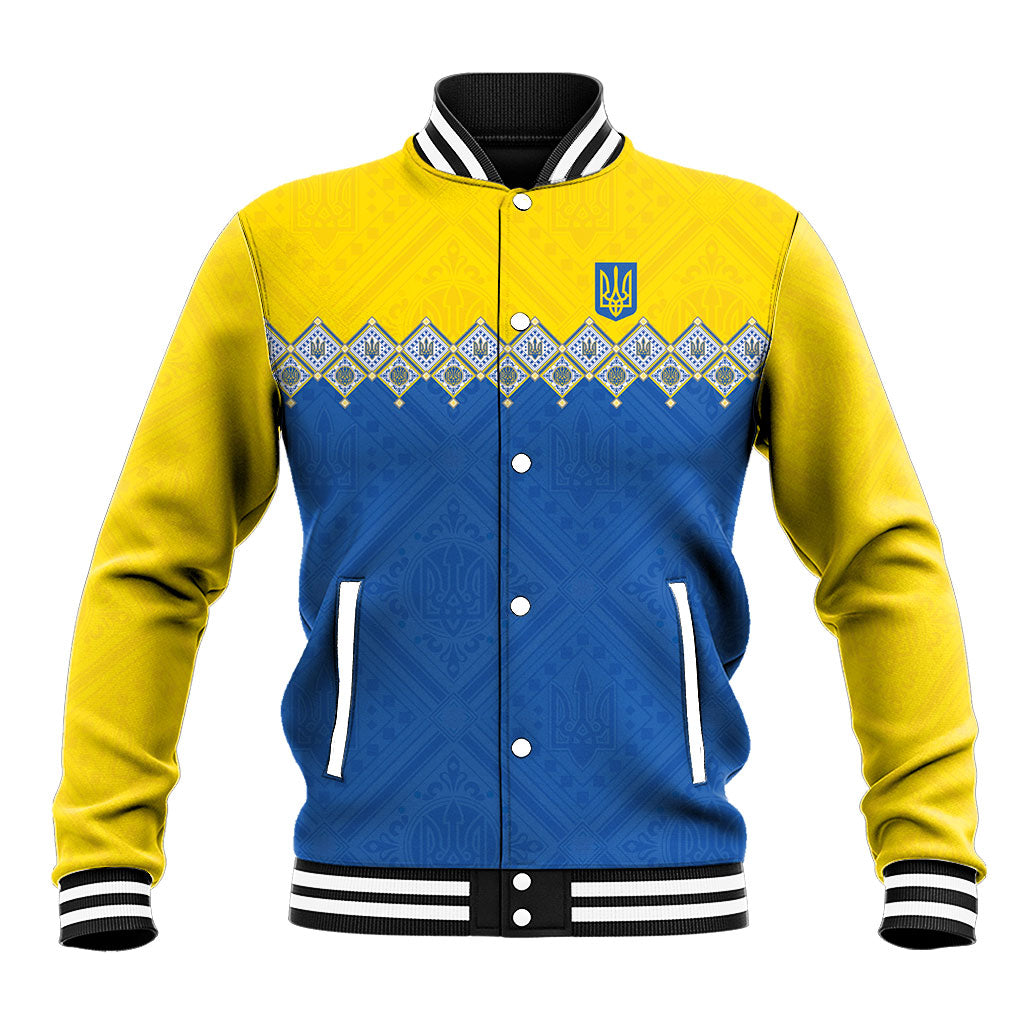 Ukraine Trident Symbol Baseball Jacket Ukrainian Flag Inspired
