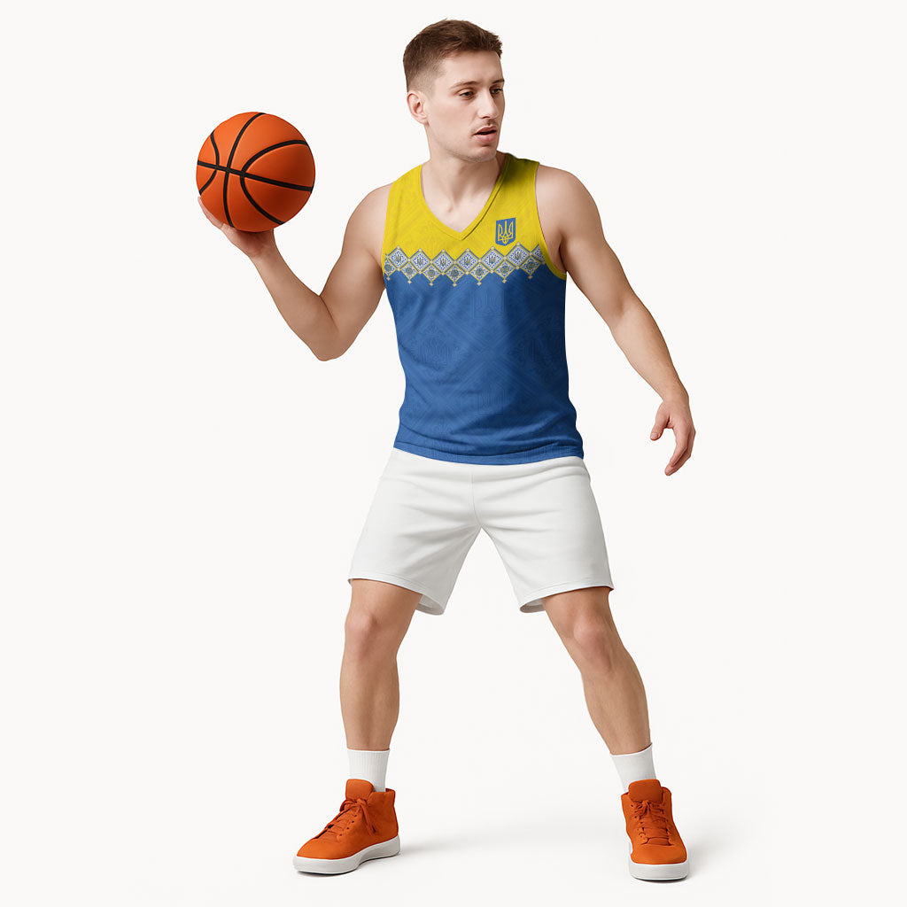Ukraine Trident Symbol Basketball Jersey Ukrainian Flag Inspired