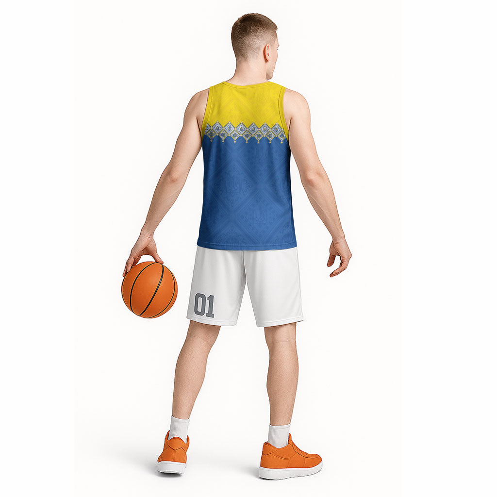 Ukraine Trident Symbol Basketball Jersey Ukrainian Flag Inspired