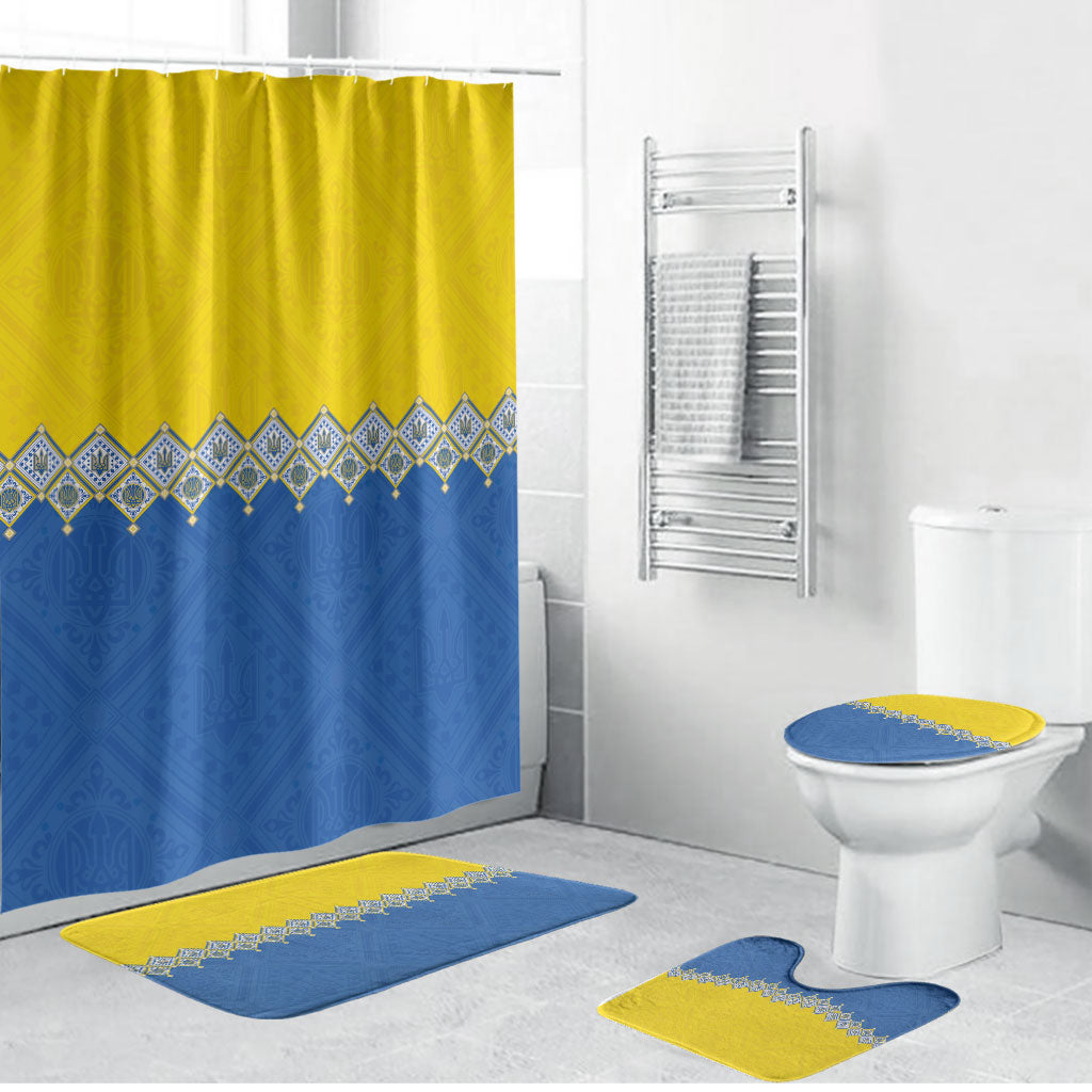 Ukraine Trident Symbol Bathroom Set Ukrainian Flag Inspired