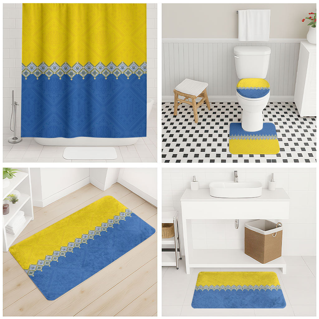 Ukraine Trident Symbol Bathroom Set Ukrainian Flag Inspired