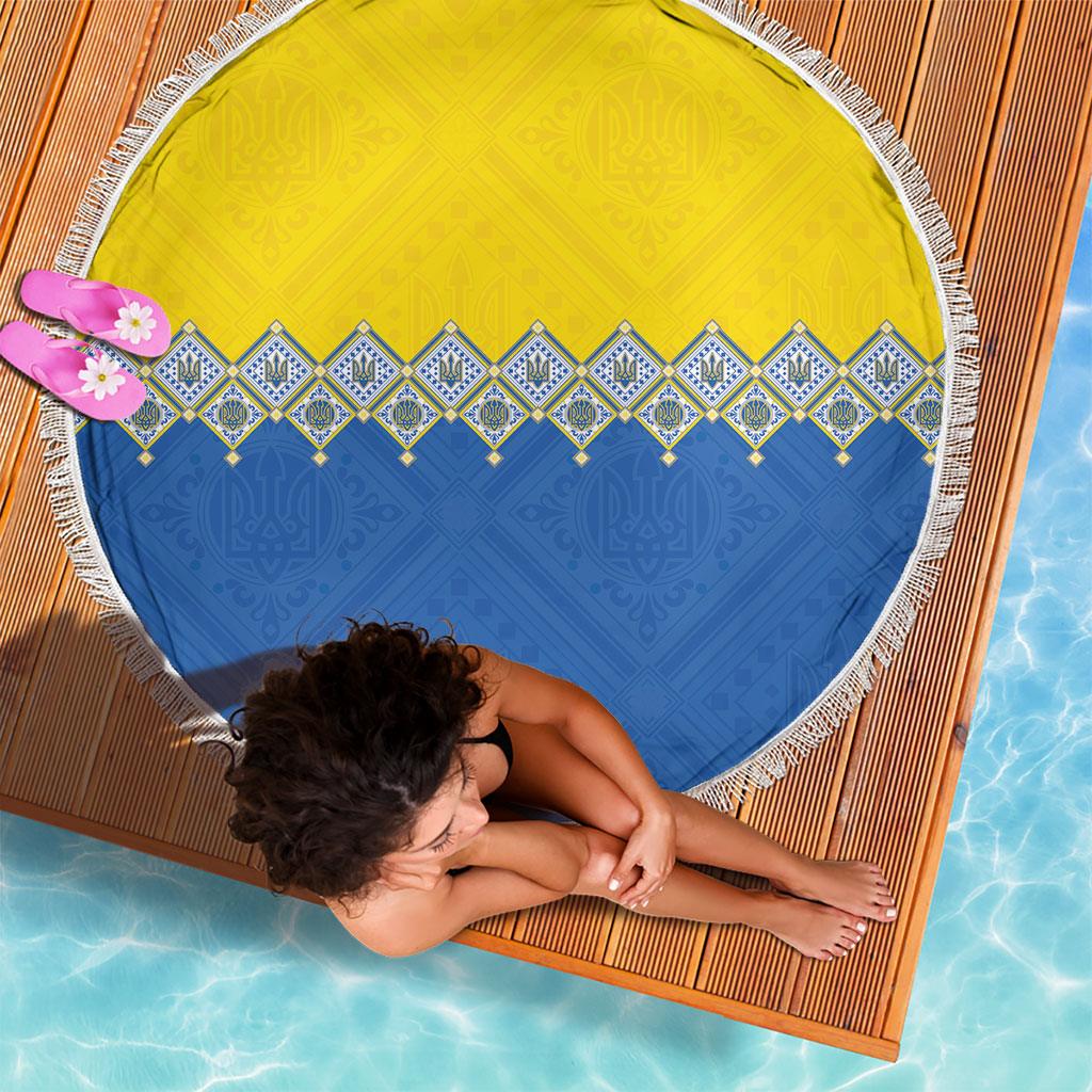 Ukraine Trident Symbol Beach Blanket Ukrainian Flag Inspired