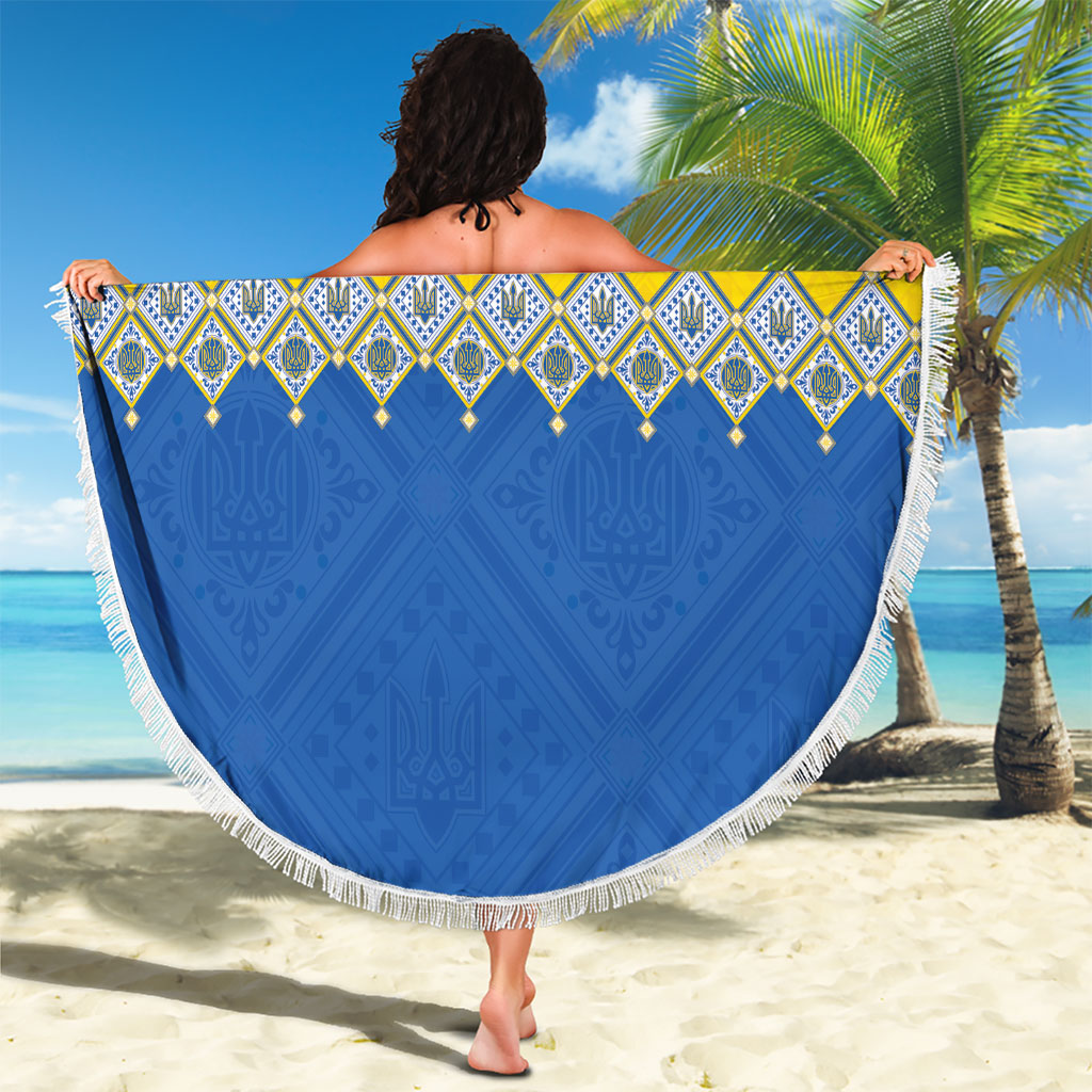 Ukraine Trident Symbol Beach Blanket Ukrainian Flag Inspired