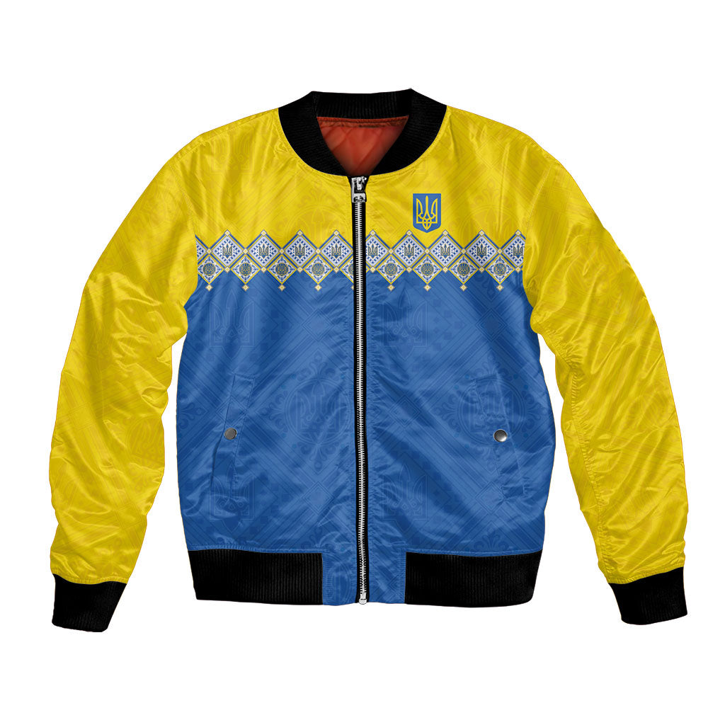 Ukraine Trident Symbol Bomber Jacket Ukrainian Flag Inspired