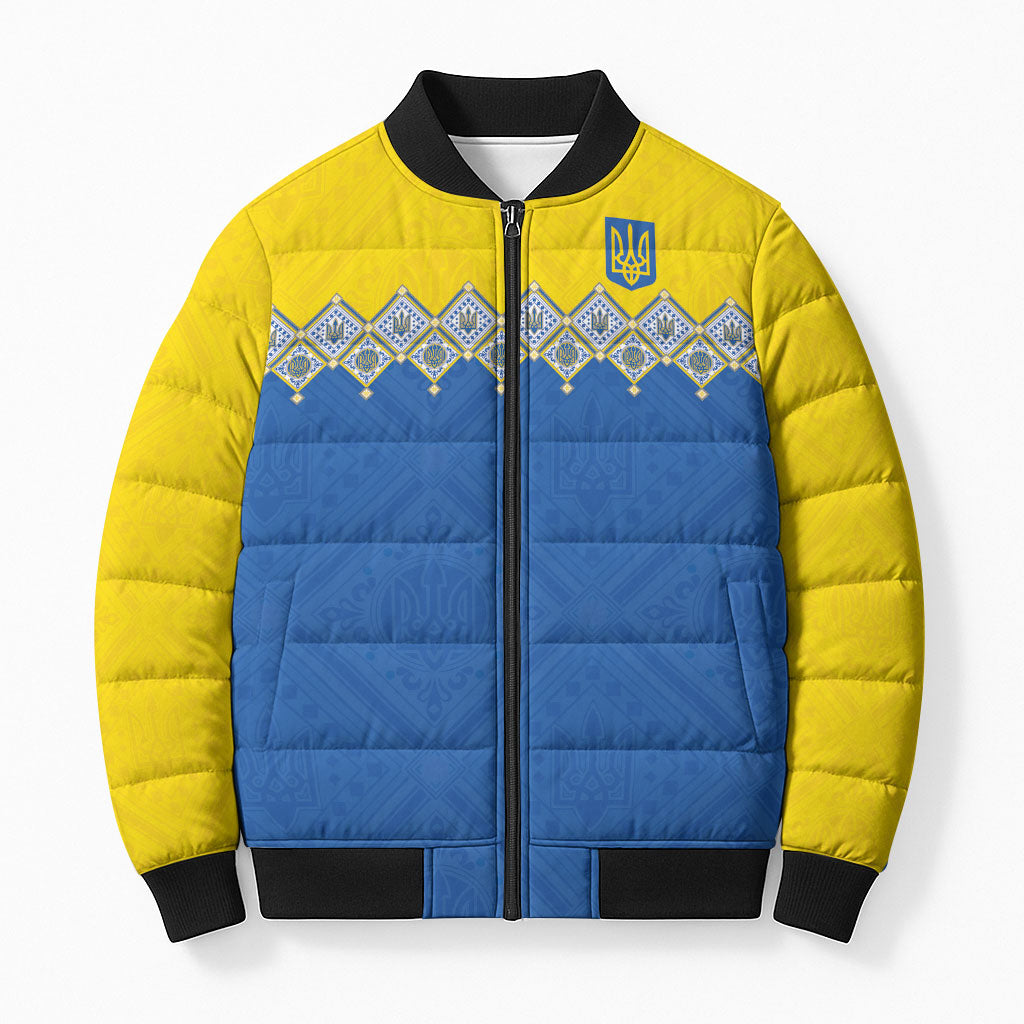 Ukraine Trident Symbol Bomber Puffer Jacket Ukrainian Flag Inspired