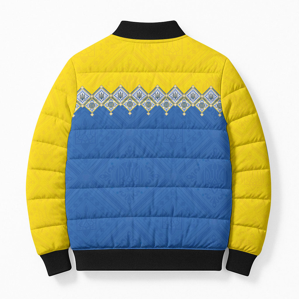 Ukraine Trident Symbol Bomber Puffer Jacket Ukrainian Flag Inspired