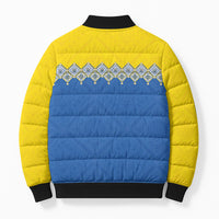 Ukraine Trident Symbol Bomber Puffer Jacket Ukrainian Flag Inspired