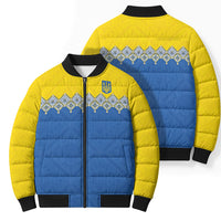 Ukraine Trident Symbol Bomber Puffer Jacket Ukrainian Flag Inspired