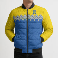 Ukraine Trident Symbol Bomber Puffer Jacket Ukrainian Flag Inspired