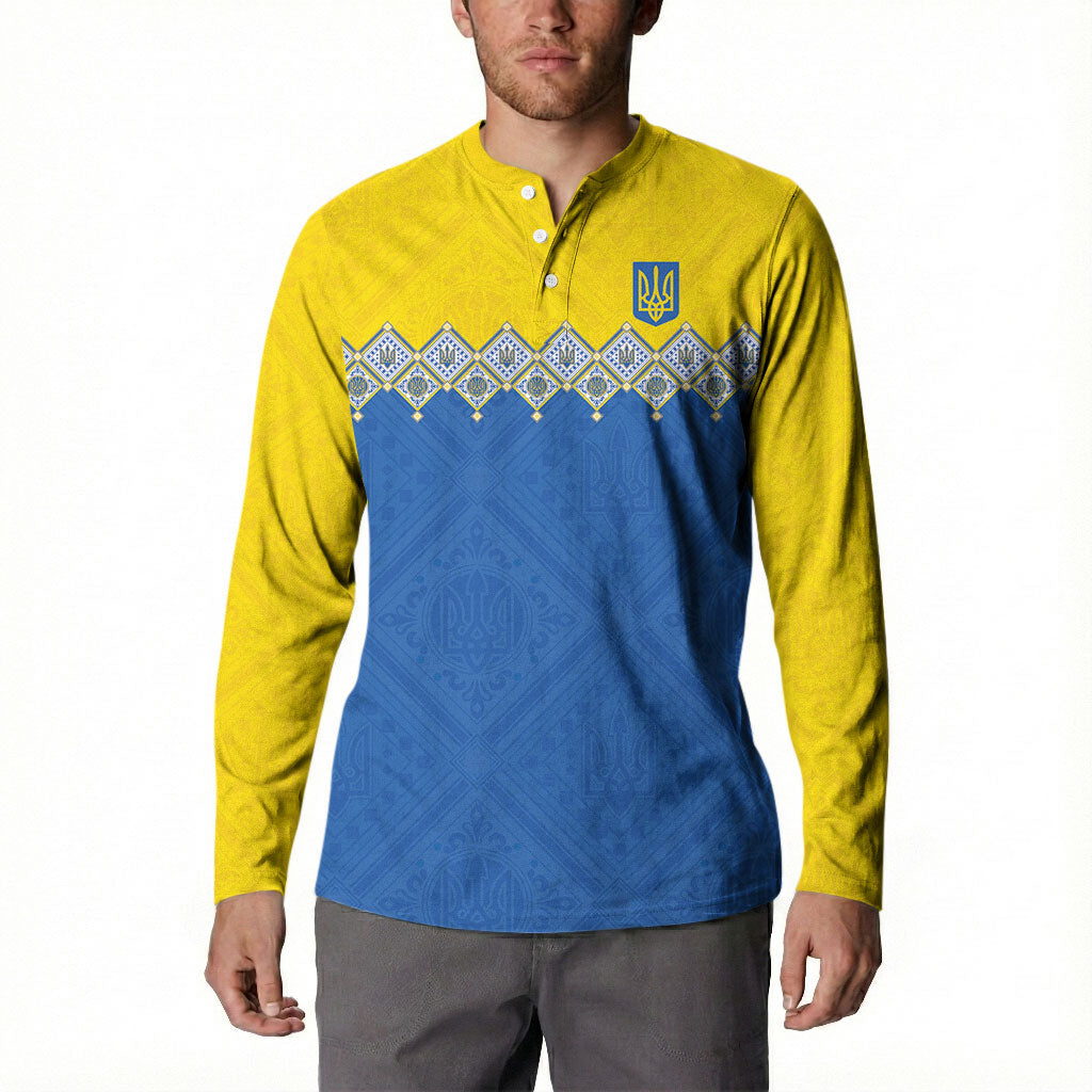 Ukraine Trident Symbol Button Sweatshirt Ukrainian Flag Inspired