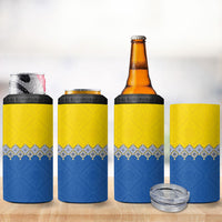 Ukraine Trident Symbol 4 in 1 Can Cooler Tumbler Ukrainian Flag Inspired