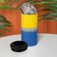 Ukraine Trident Symbol 4 in 1 Can Cooler Tumbler Ukrainian Flag Inspired