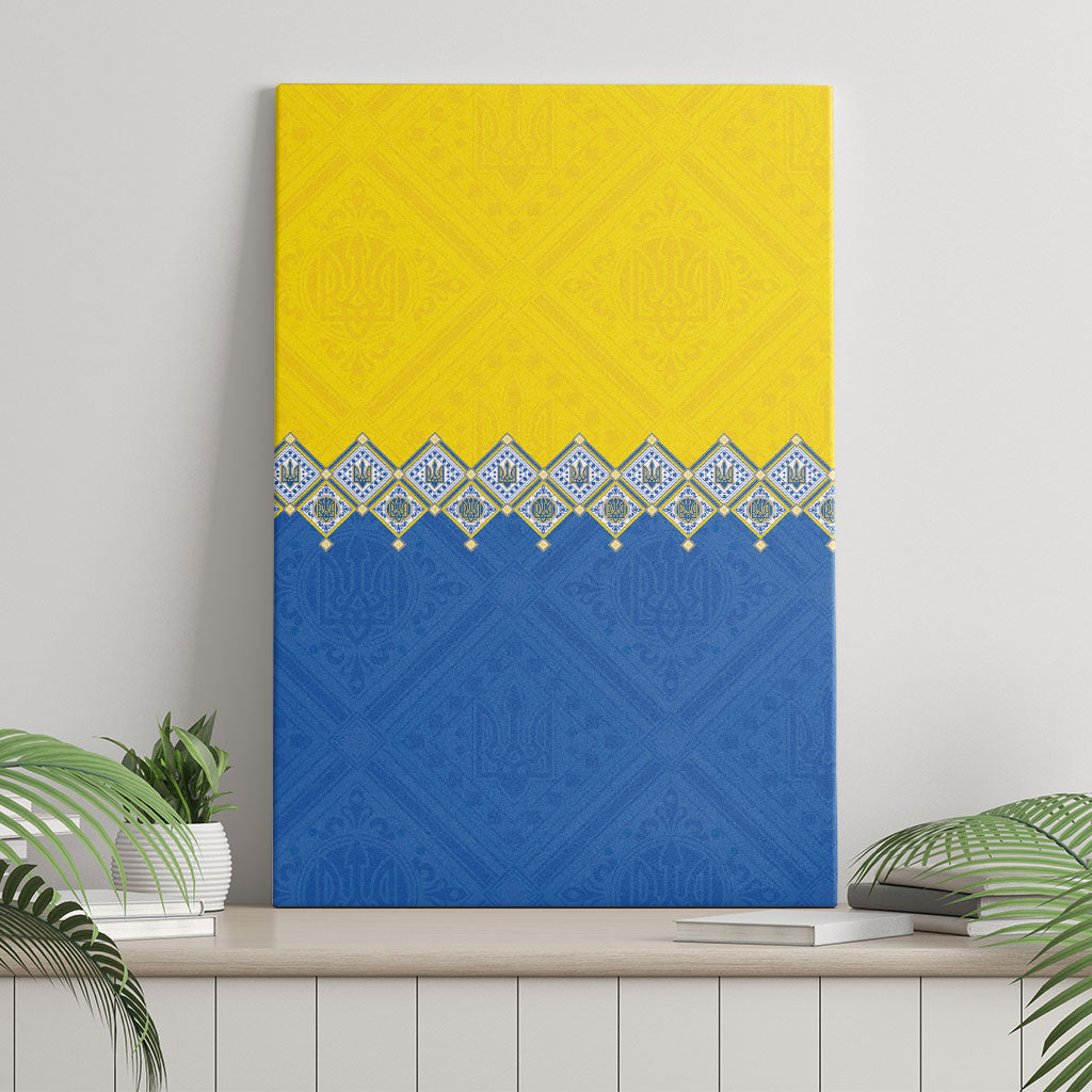 Ukraine Trident Symbol Canvas Wall Art Ukrainian Flag Inspired