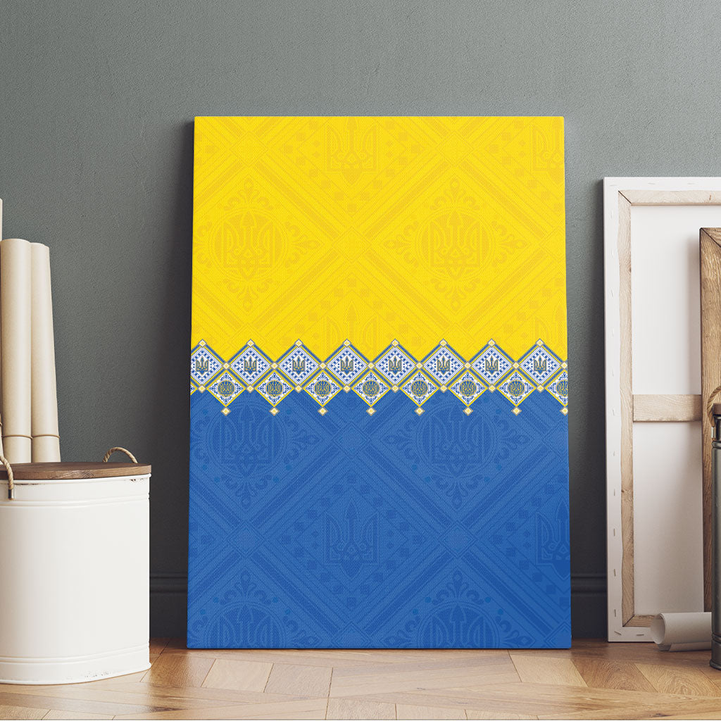 Ukraine Trident Symbol Canvas Wall Art Ukrainian Flag Inspired