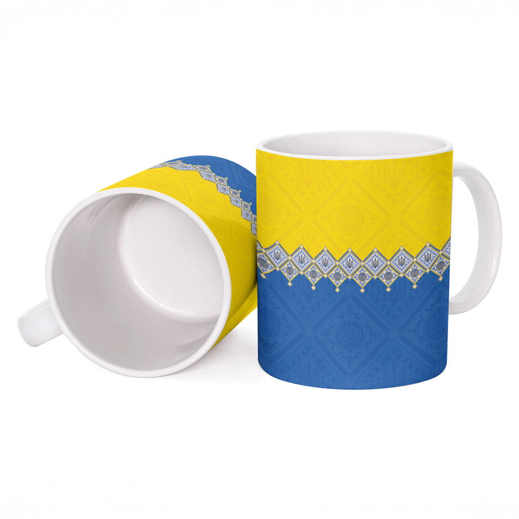 Ukraine Trident Symbol Ceramic Mug Ukrainian Flag Inspired