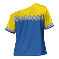 Ukraine Trident Symbol Cross Shoulder Shirt Ukrainian Flag Inspired