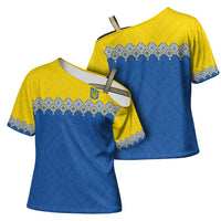 Ukraine Trident Symbol Cross Shoulder Shirt Ukrainian Flag Inspired
