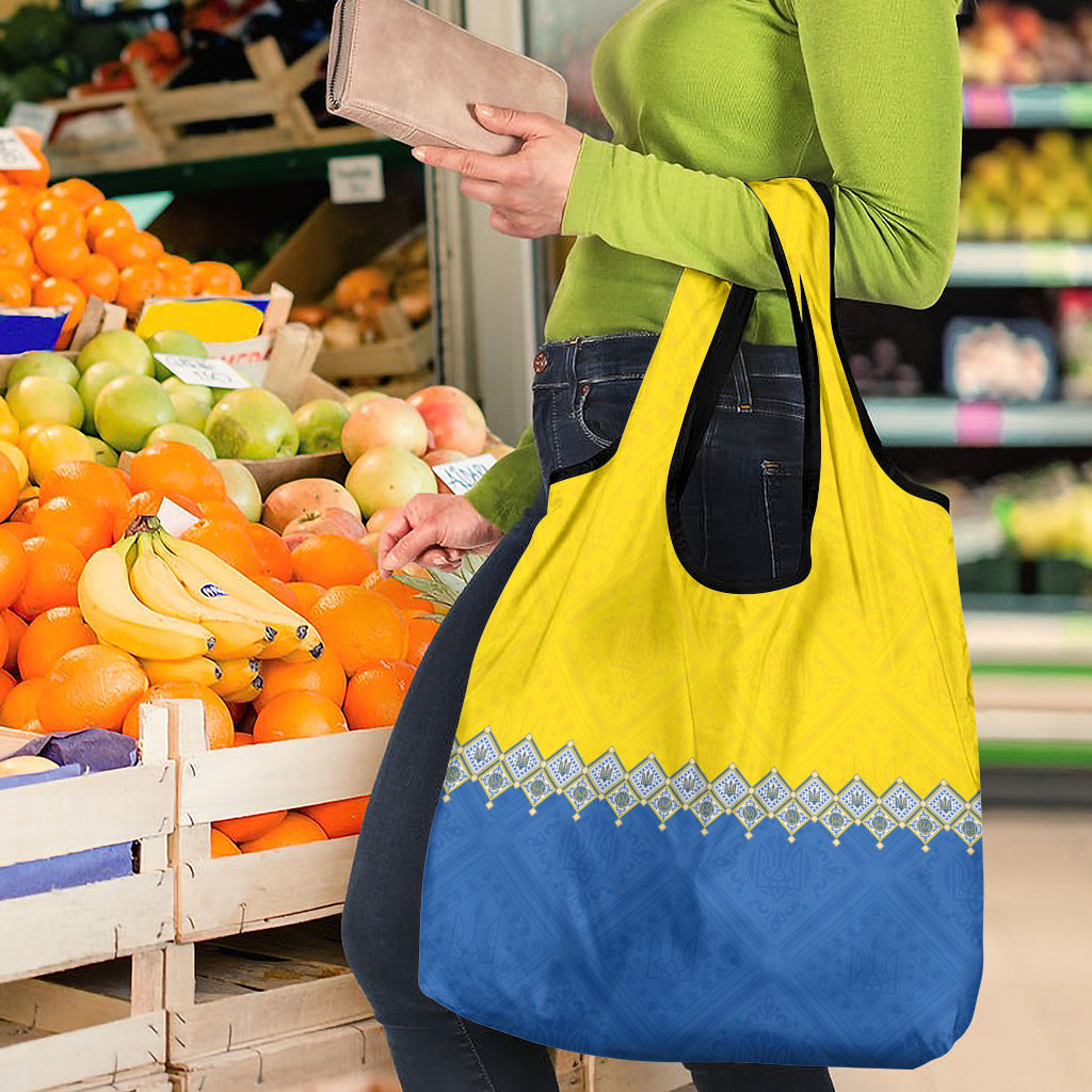 Ukraine Trident Symbol Grocery Bag Ukrainian Flag Inspired