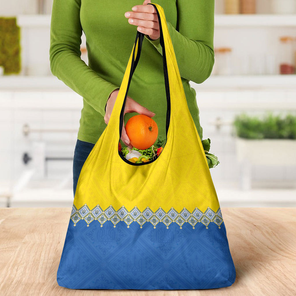 Ukraine Trident Symbol Grocery Bag Ukrainian Flag Inspired