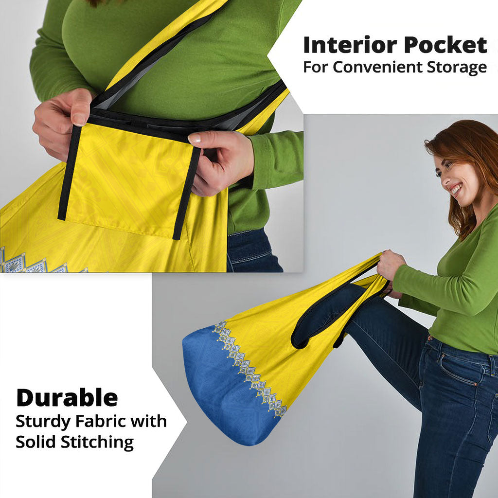 Ukraine Trident Symbol Grocery Bag Ukrainian Flag Inspired