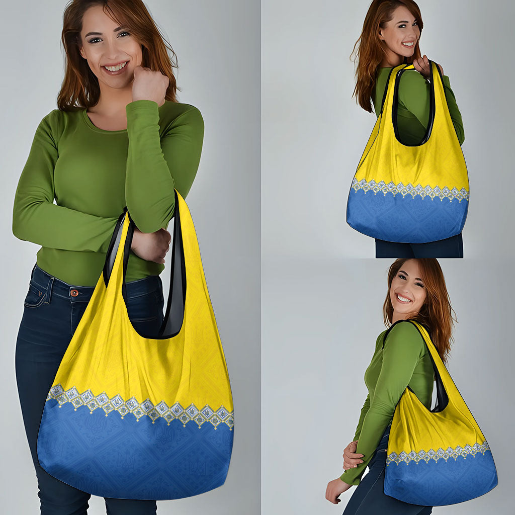 Ukraine Trident Symbol Grocery Bag Ukrainian Flag Inspired