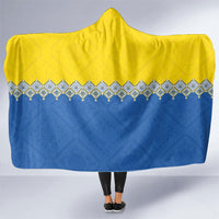 Ukraine Trident Symbol Hooded Blanket Ukrainian Flag Inspired