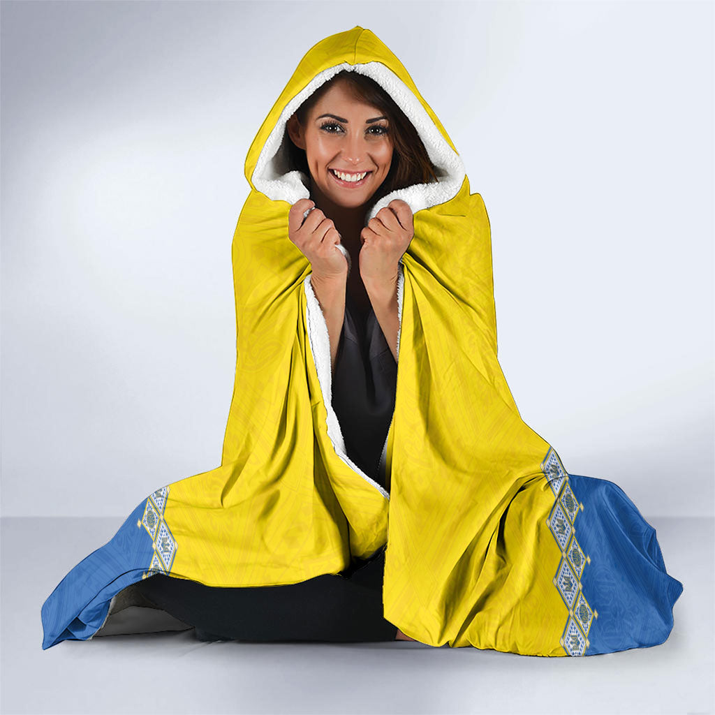 Ukraine Trident Symbol Hooded Blanket Ukrainian Flag Inspired
