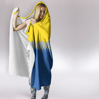 Ukraine Trident Symbol Hooded Blanket Ukrainian Flag Inspired