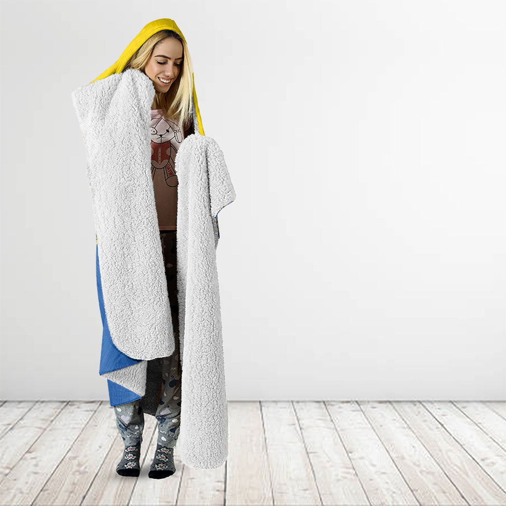 Ukraine Trident Symbol Hooded Blanket Ukrainian Flag Inspired
