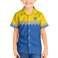 Ukraine Trident Symbol Kid Hawaiian Shirt Ukrainian Flag Inspired