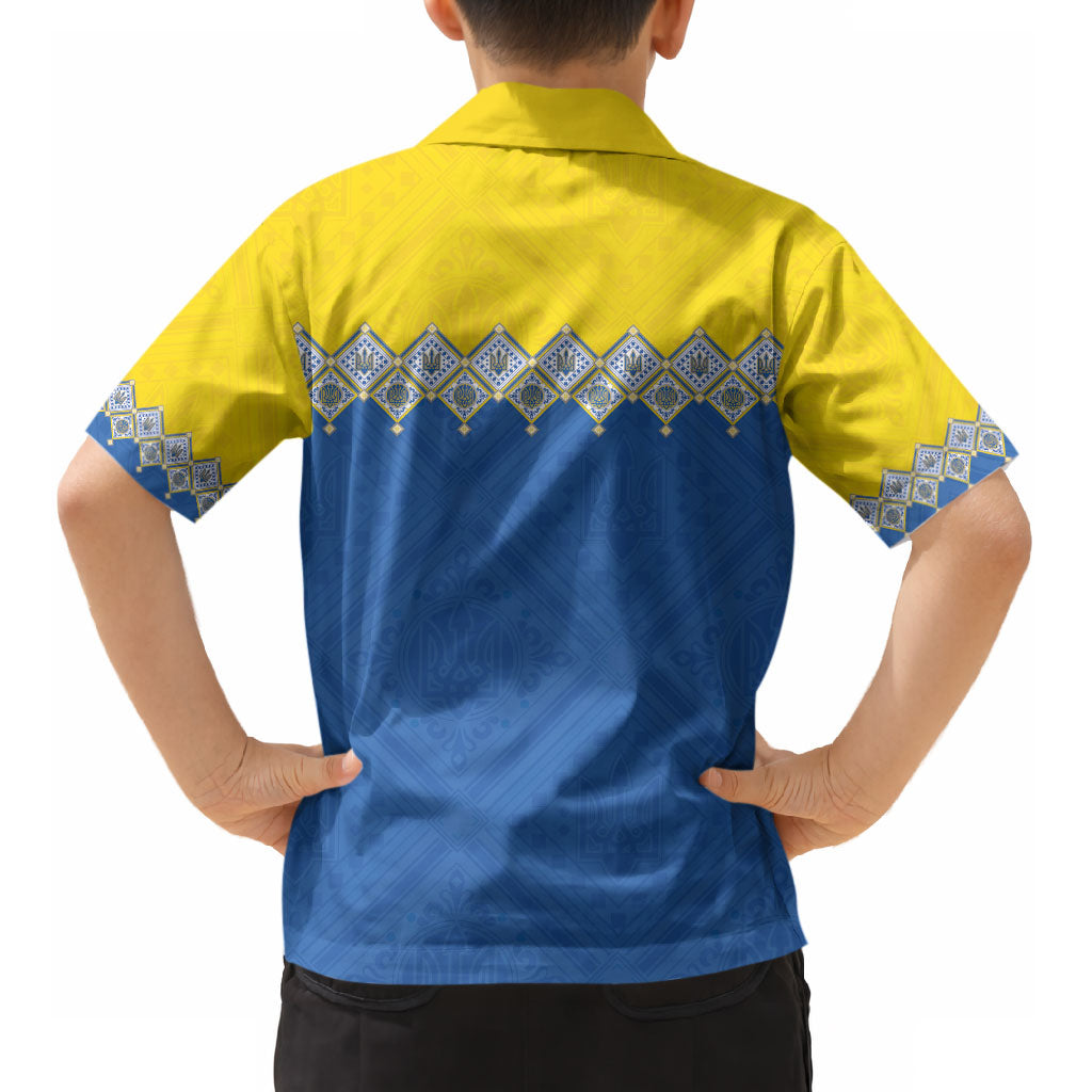 Ukraine Trident Symbol Kid Hawaiian Shirt Ukrainian Flag Inspired
