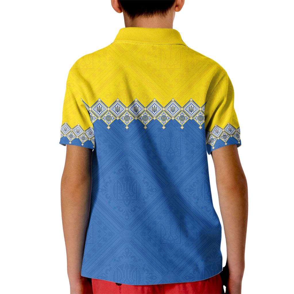 Ukraine Trident Symbol Kid Polo Shirt Ukrainian Flag Inspired