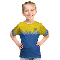 Ukraine Trident Symbol Kid T Shirt Ukrainian Flag Inspired