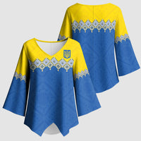 Ukraine Trident Symbol Kimono Sleeve Blouse Ukrainian Flag Inspired