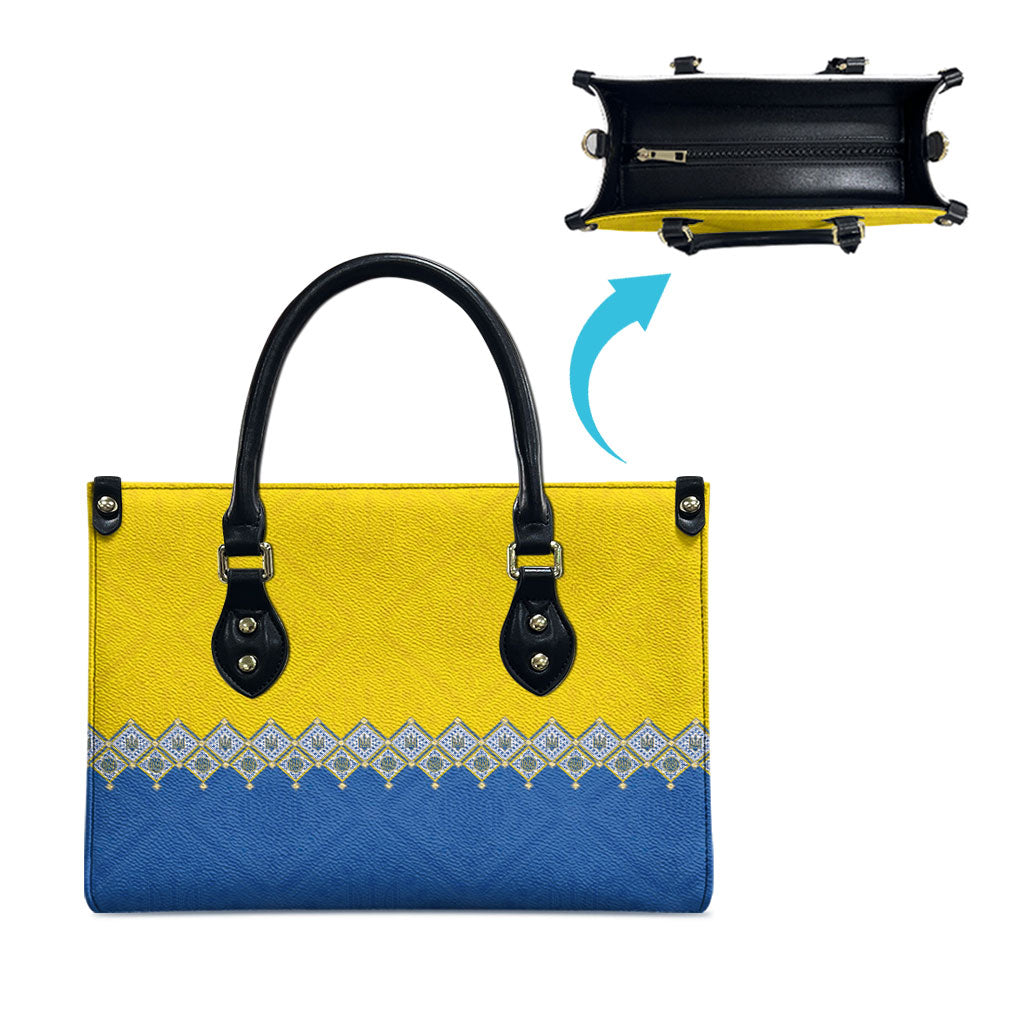 Ukraine Trident Symbol Leather Bag Ukrainian Flag Inspired