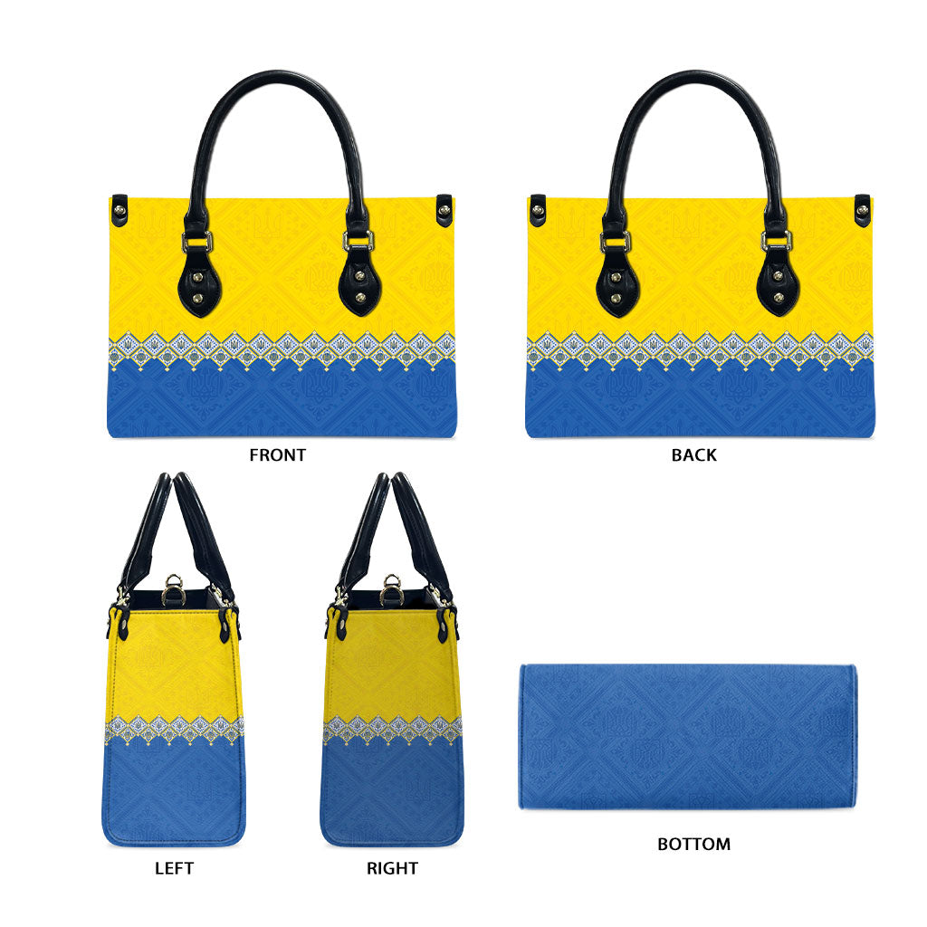 Ukraine Trident Symbol Leather Bag Ukrainian Flag Inspired