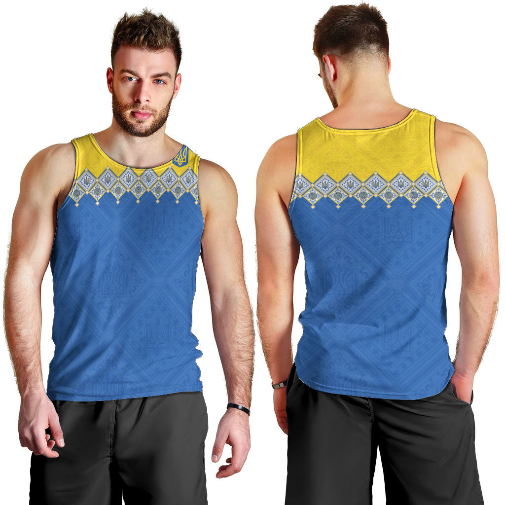 Ukraine Trident Symbol Men Tank Top Ukrainian Flag Inspired