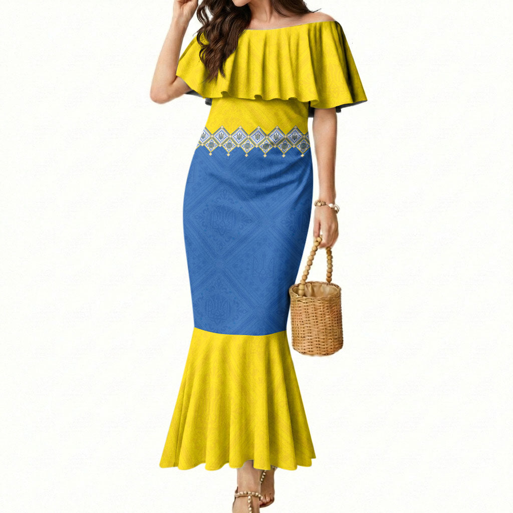 Ukraine Trident Symbol Mermaid Dress Ukrainian Flag Inspired