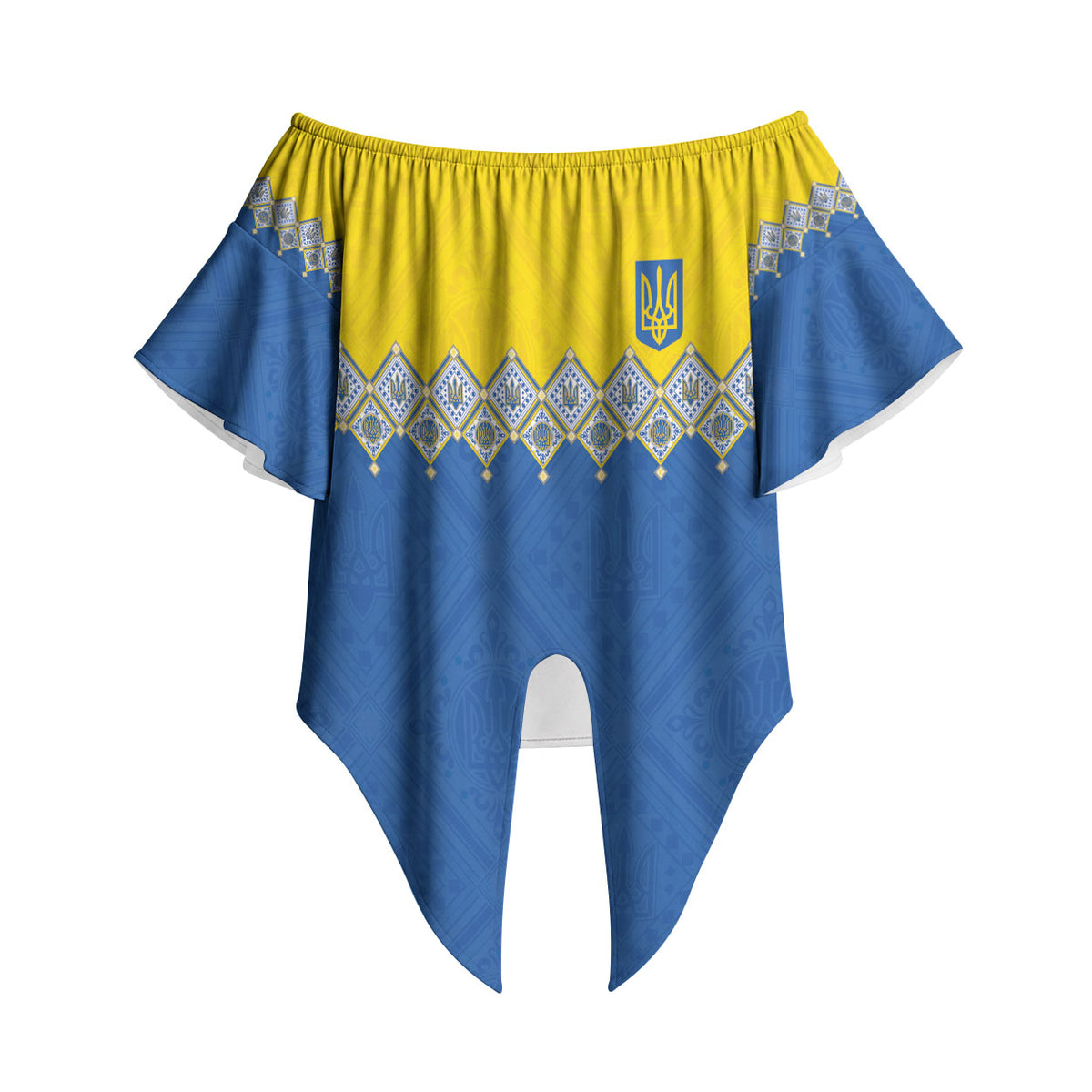 Ukraine Trident Symbol Off Shoulder Wrap Waist Top Ukrainian Flag Inspired