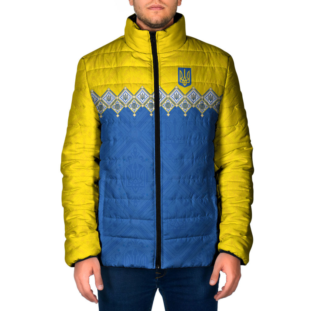 Ukraine Trident Symbol Padded Jacket Ukrainian Flag Inspired