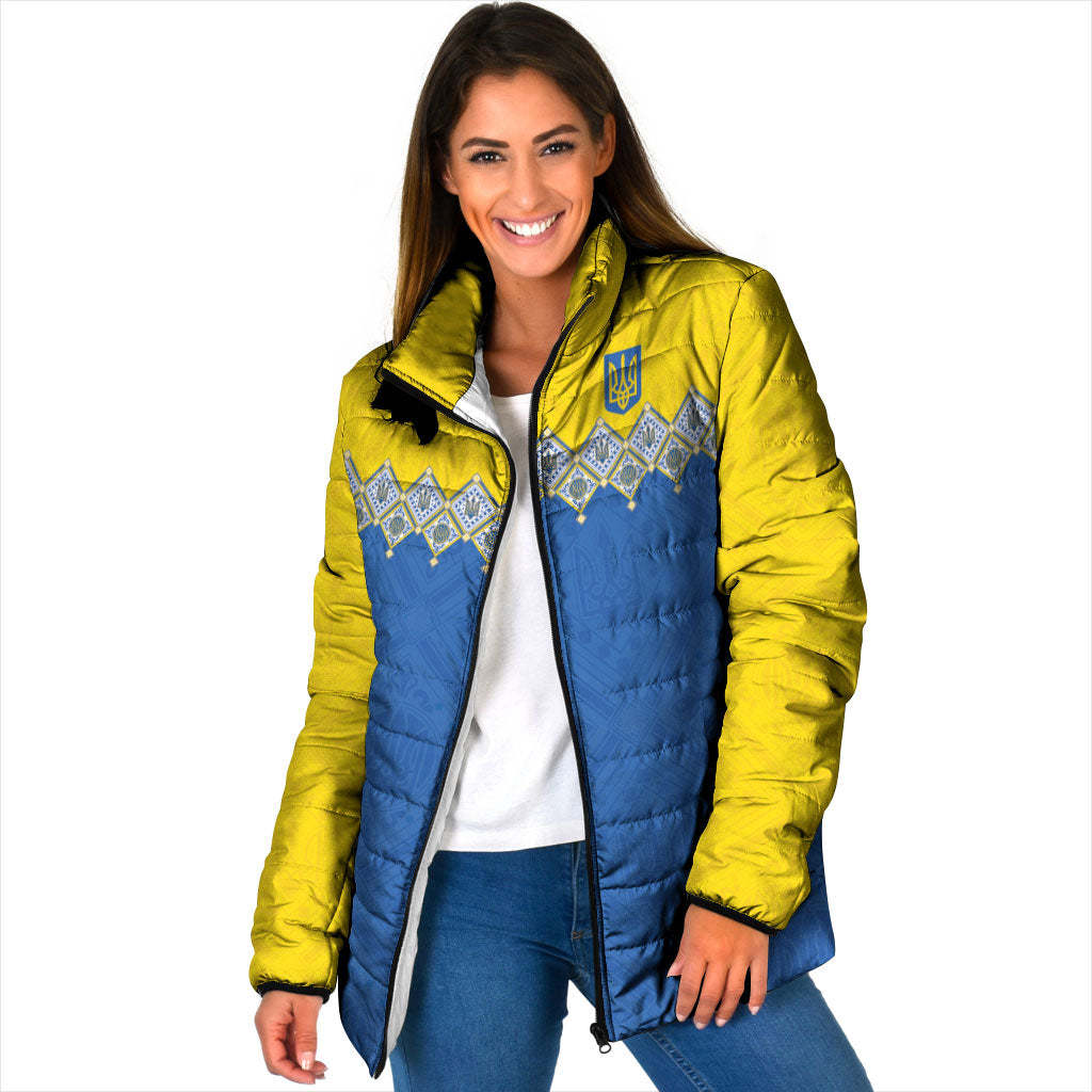 Ukraine Trident Symbol Padded Jacket Ukrainian Flag Inspired