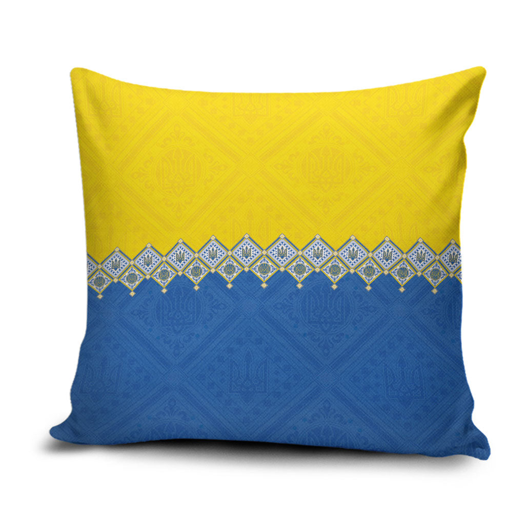 Ukraine Trident Symbol Pillow Cover Ukrainian Flag Inspired