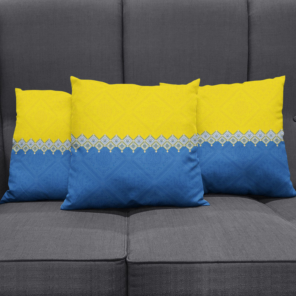 Ukraine Trident Symbol Pillow Cover Ukrainian Flag Inspired