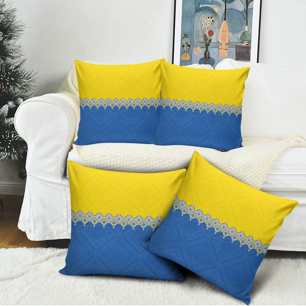 Ukraine Trident Symbol Pillow Cover Ukrainian Flag Inspired