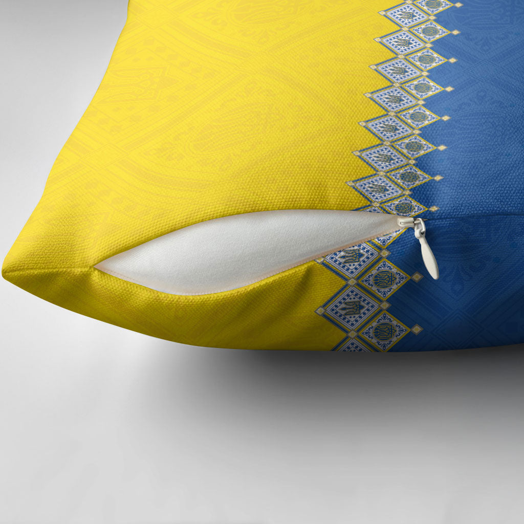 Ukraine Trident Symbol Pillow Cover Ukrainian Flag Inspired