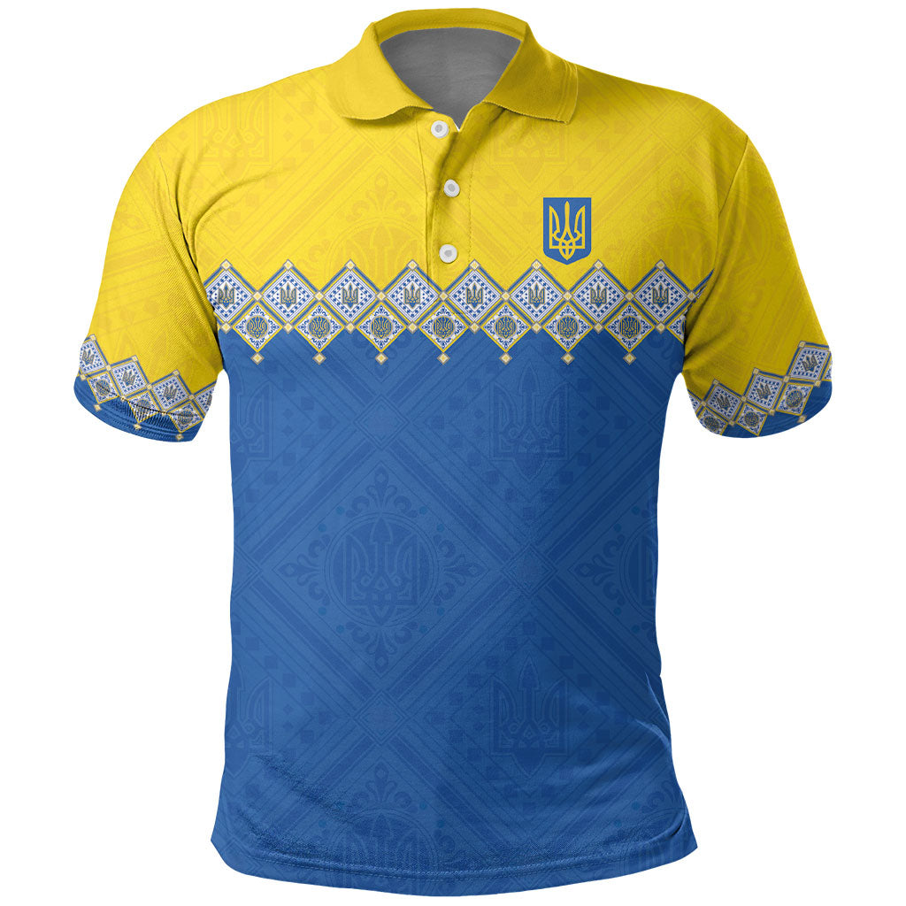 Ukraine Trident Symbol Polo Shirt Ukrainian Flag Inspired
