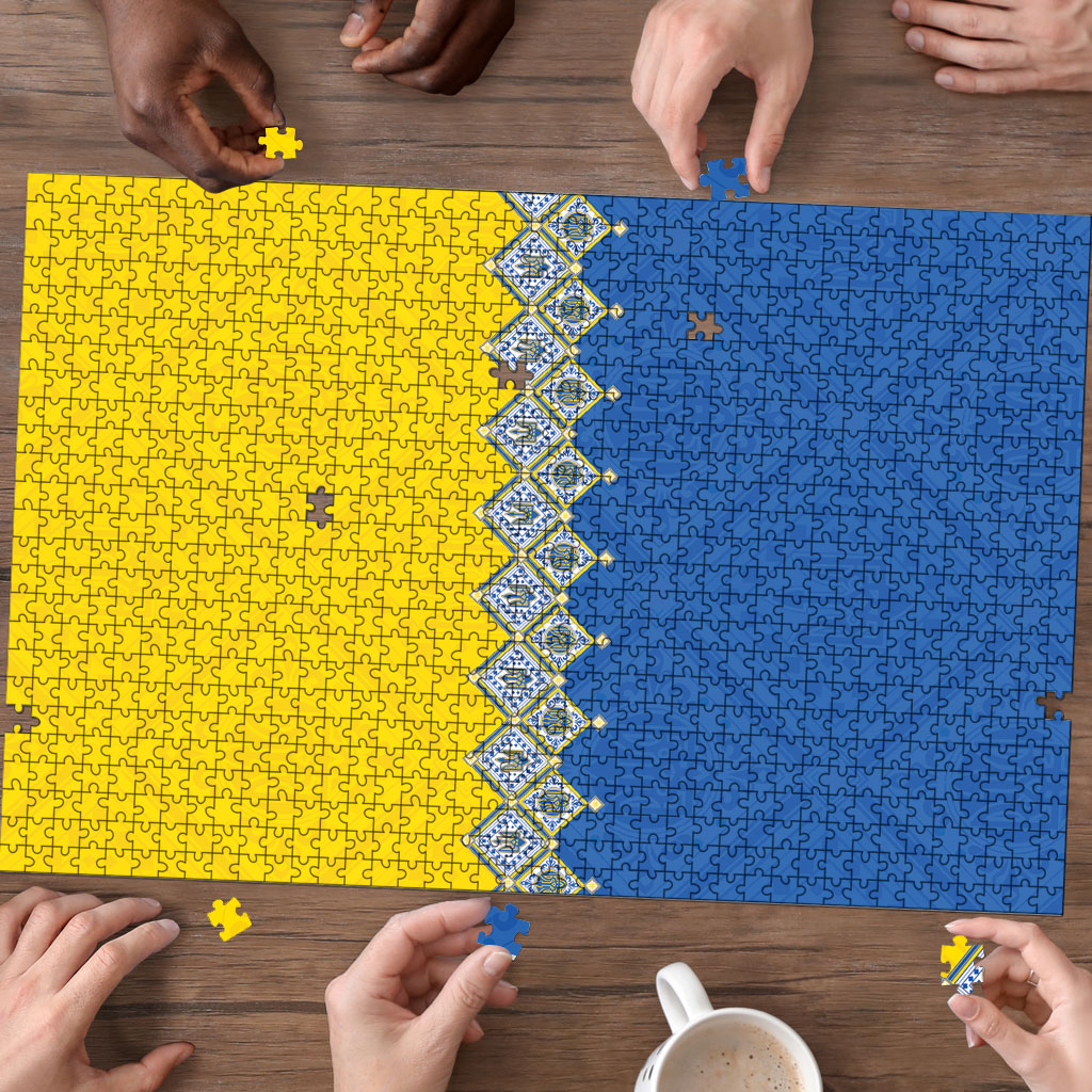 Ukraine Trident Symbol Puzzle Ukrainian Flag Inspired